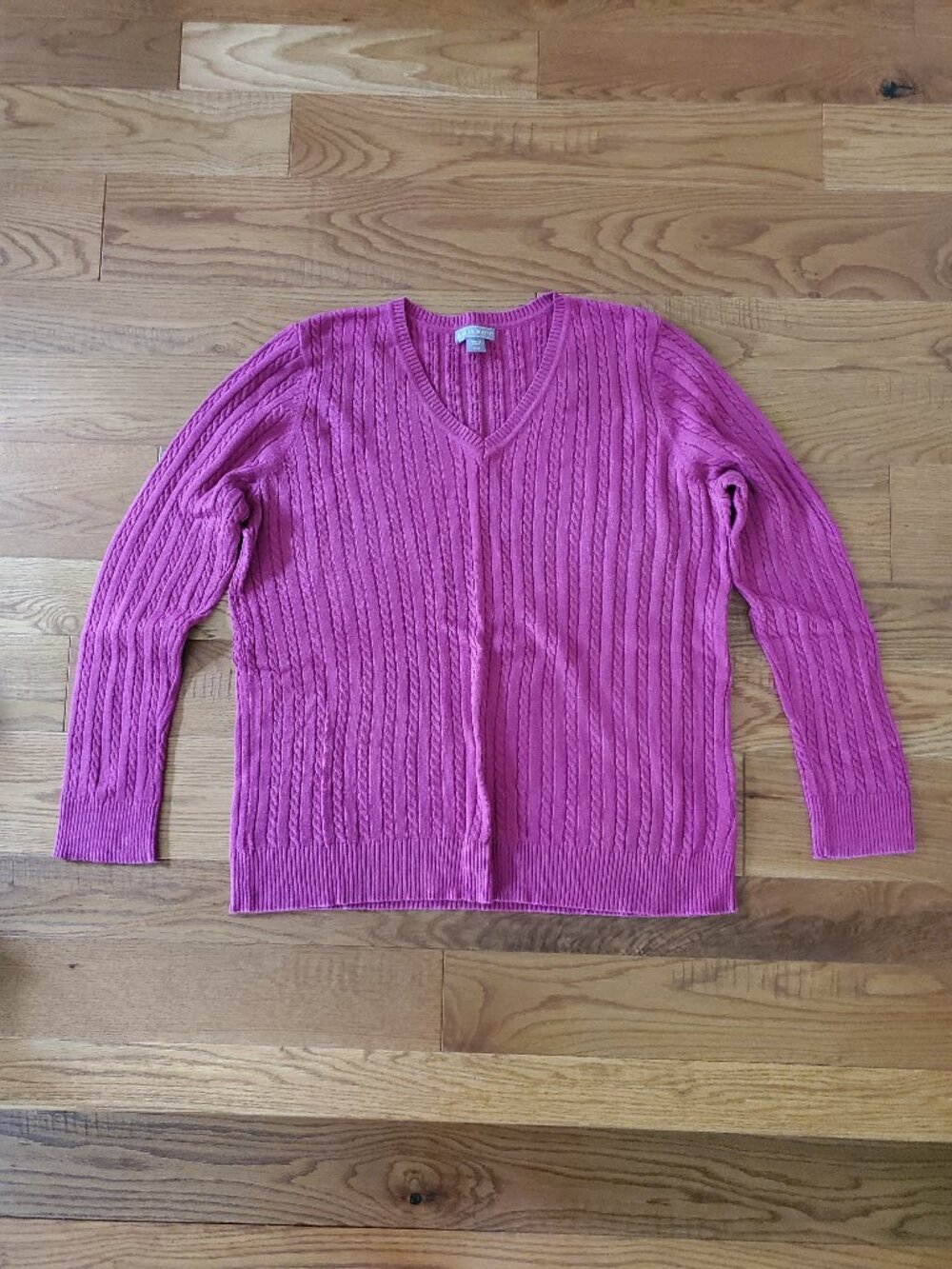 2 for $15 | Laura Scott Pink V-Neck Cable Knit Sweater Size XL
